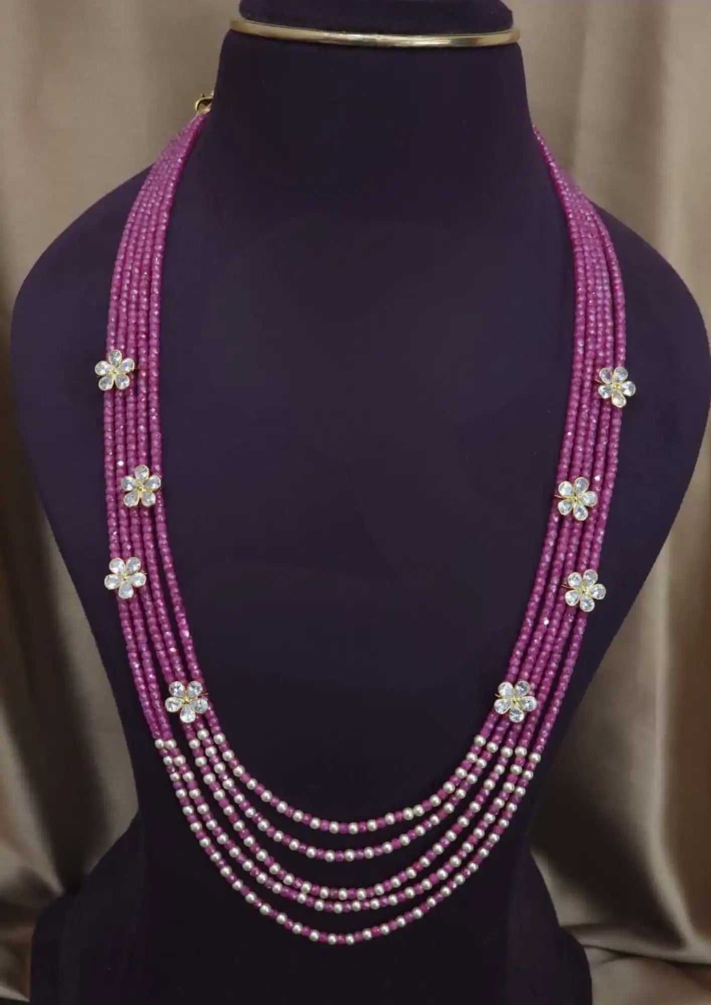 Premium Cz real bneads rani haram with 14 carat kundan stones