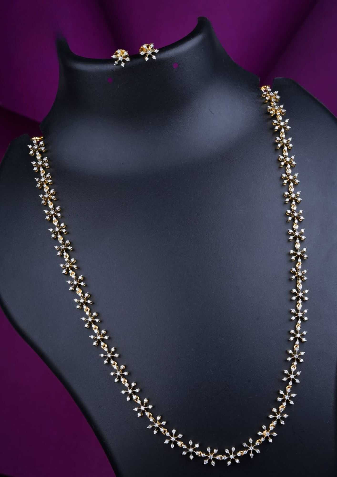 American diamond finish stone necklace with earrings