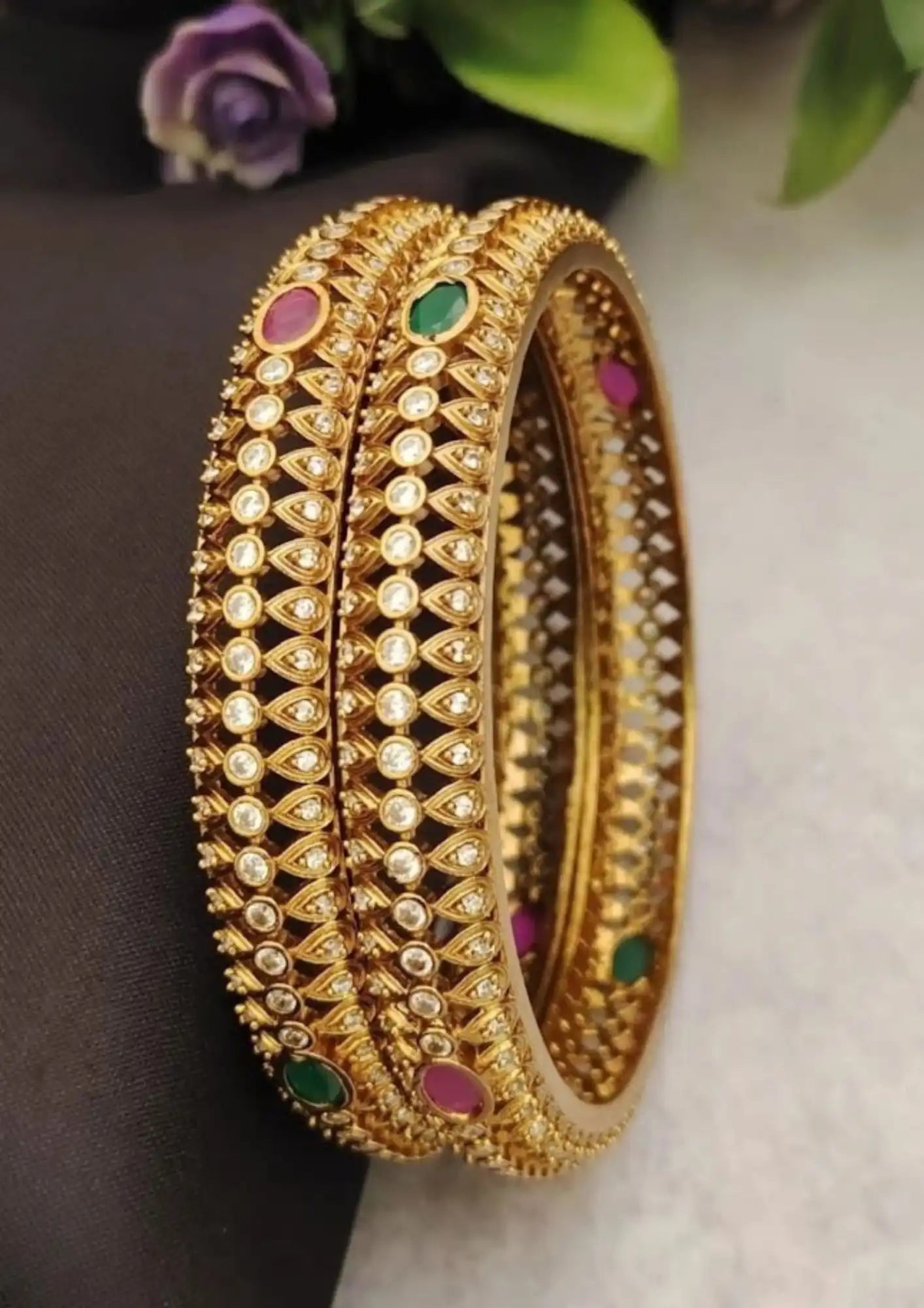 Kundan Bangles Imitation Jewellery Online | Sonaaz India