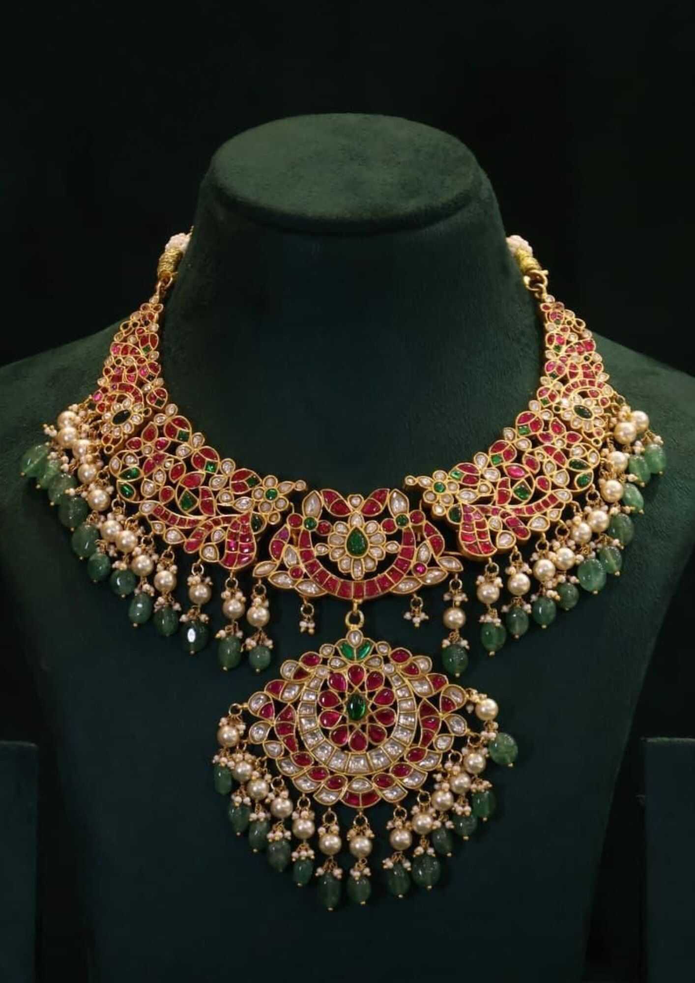 Jadau kundan bridal gold plated necklace