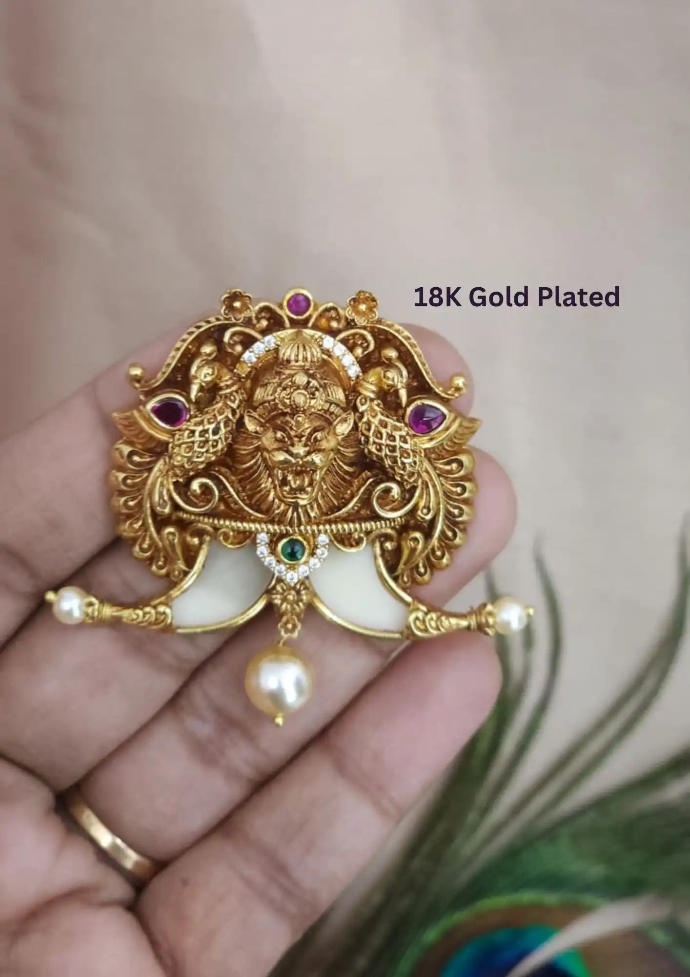 Nakshi 18k gold platted temple jewellery pendent