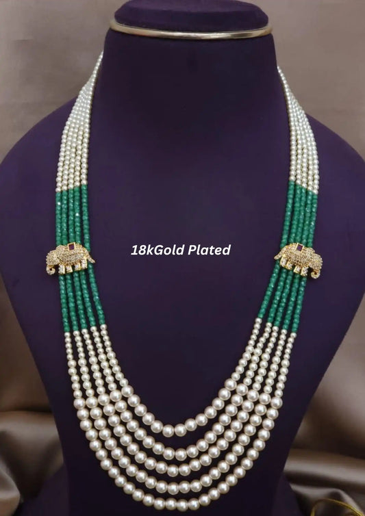 Pearl long beads multilayer necklace
