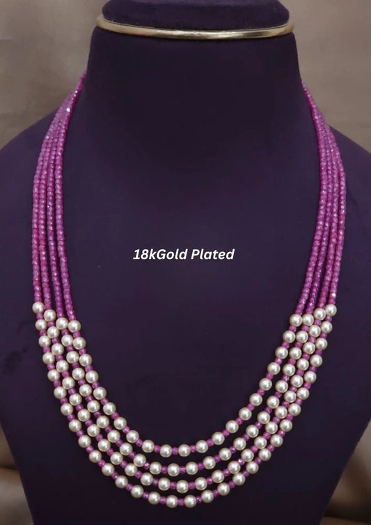 Real cz pearls gold plated necklace