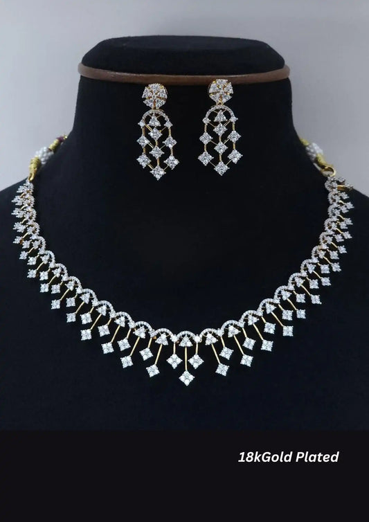 American diamond necklace with earrings