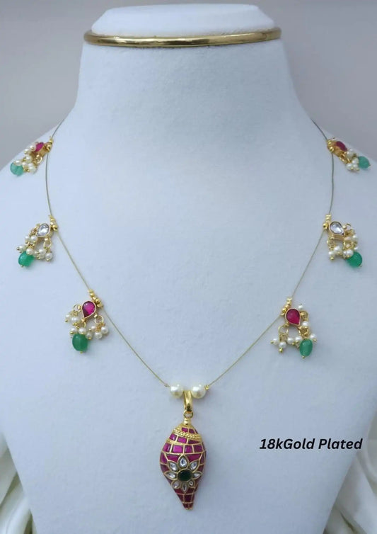 Jadau kundan invisible chain necklace