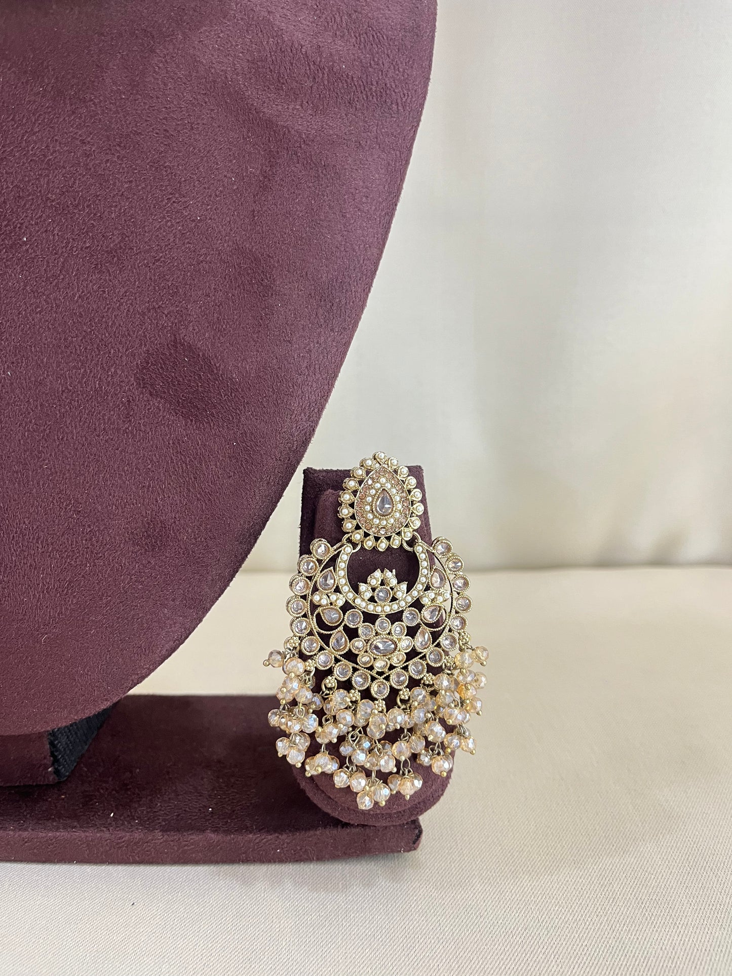 Reverse AD Pakistani Necklace Set - Gold