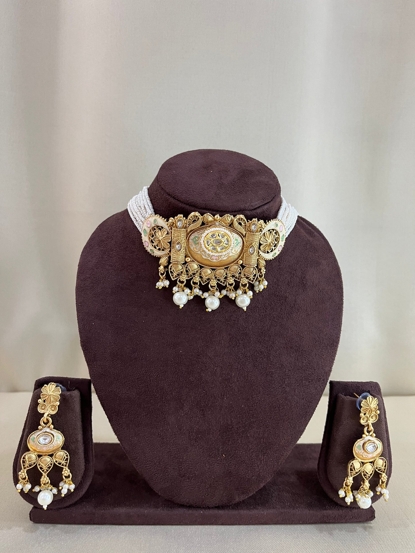 Heritage Meena Choker Set - Gold & Kundan