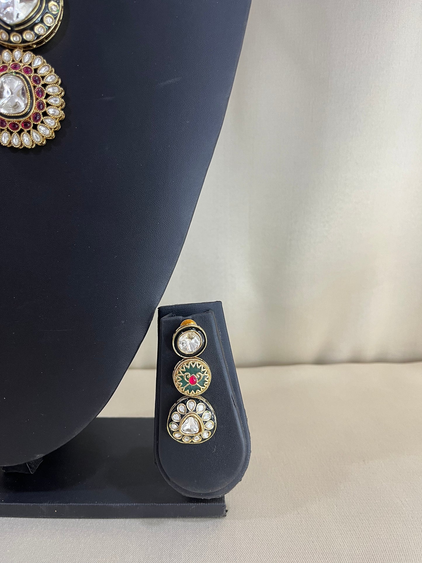 Moissanite Meenakari Long Necklace - Green