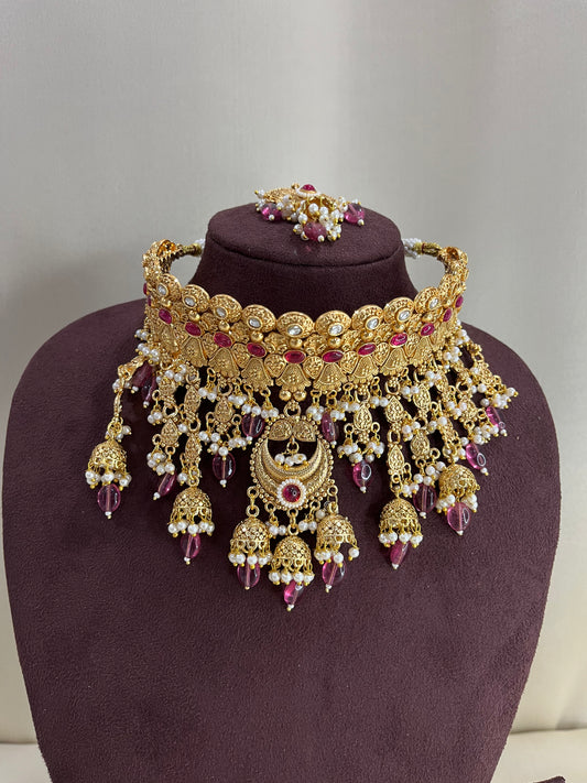 Heritage South Indian Necklace Set - Ruby