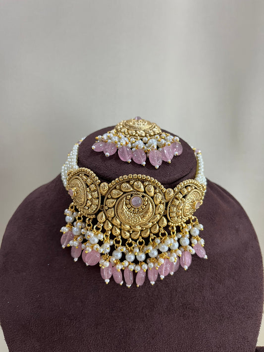 Heritage Pearl Choker Set - Pink