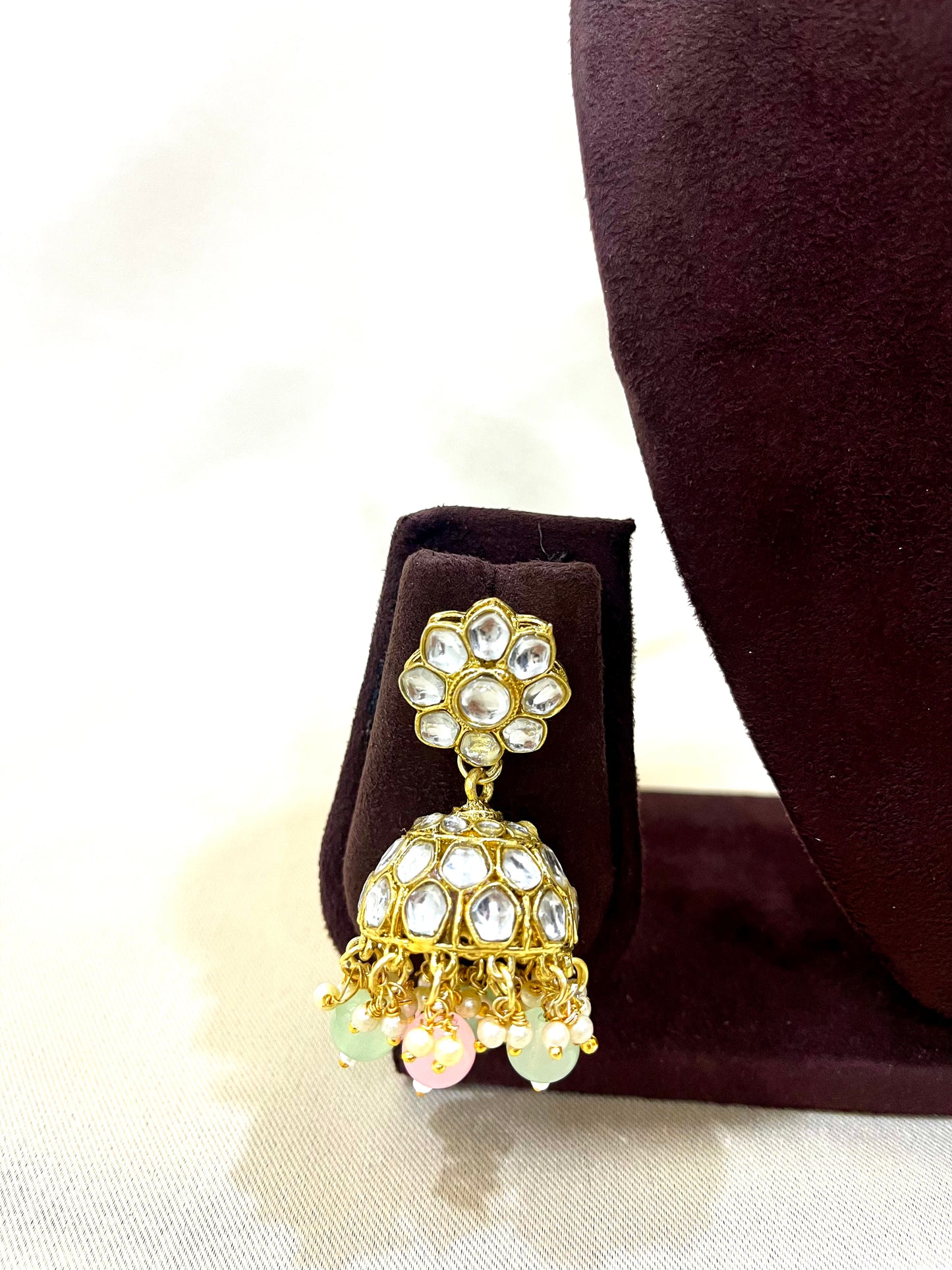 Kundan Necklace Choker Set - Pink & Mint