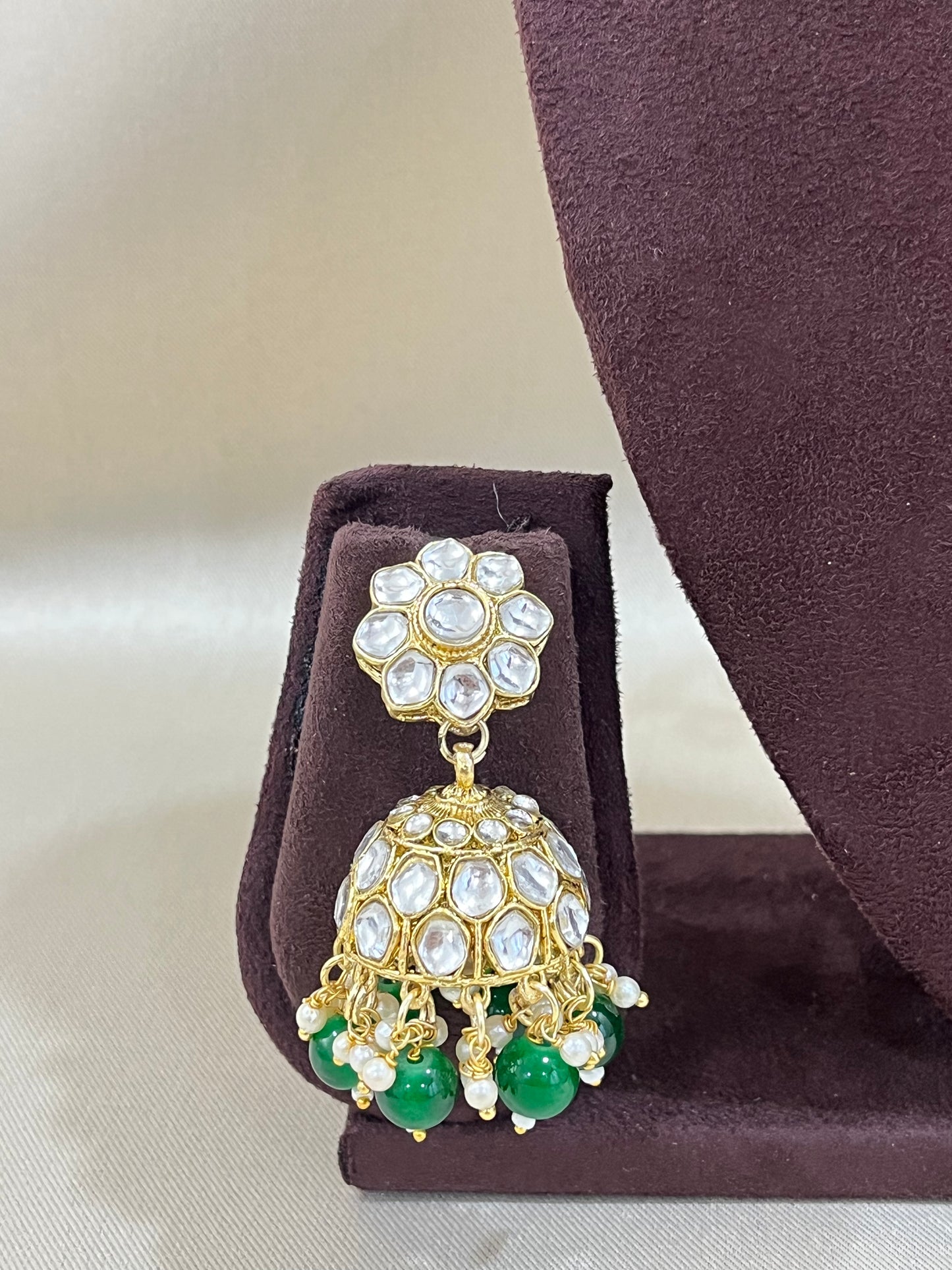 Kundan Necklace Choker Set - Bottle Green