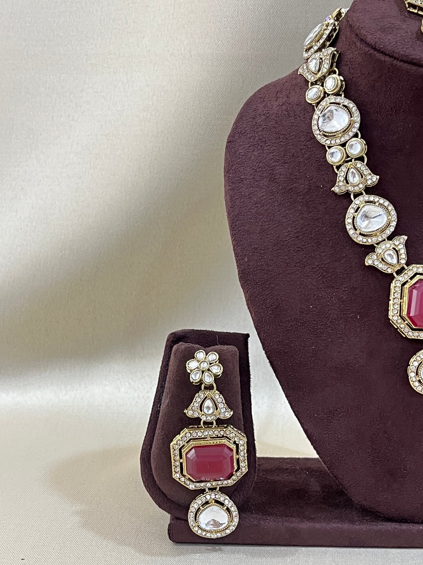 Kundan Necklace Set - Ruby Dublet
