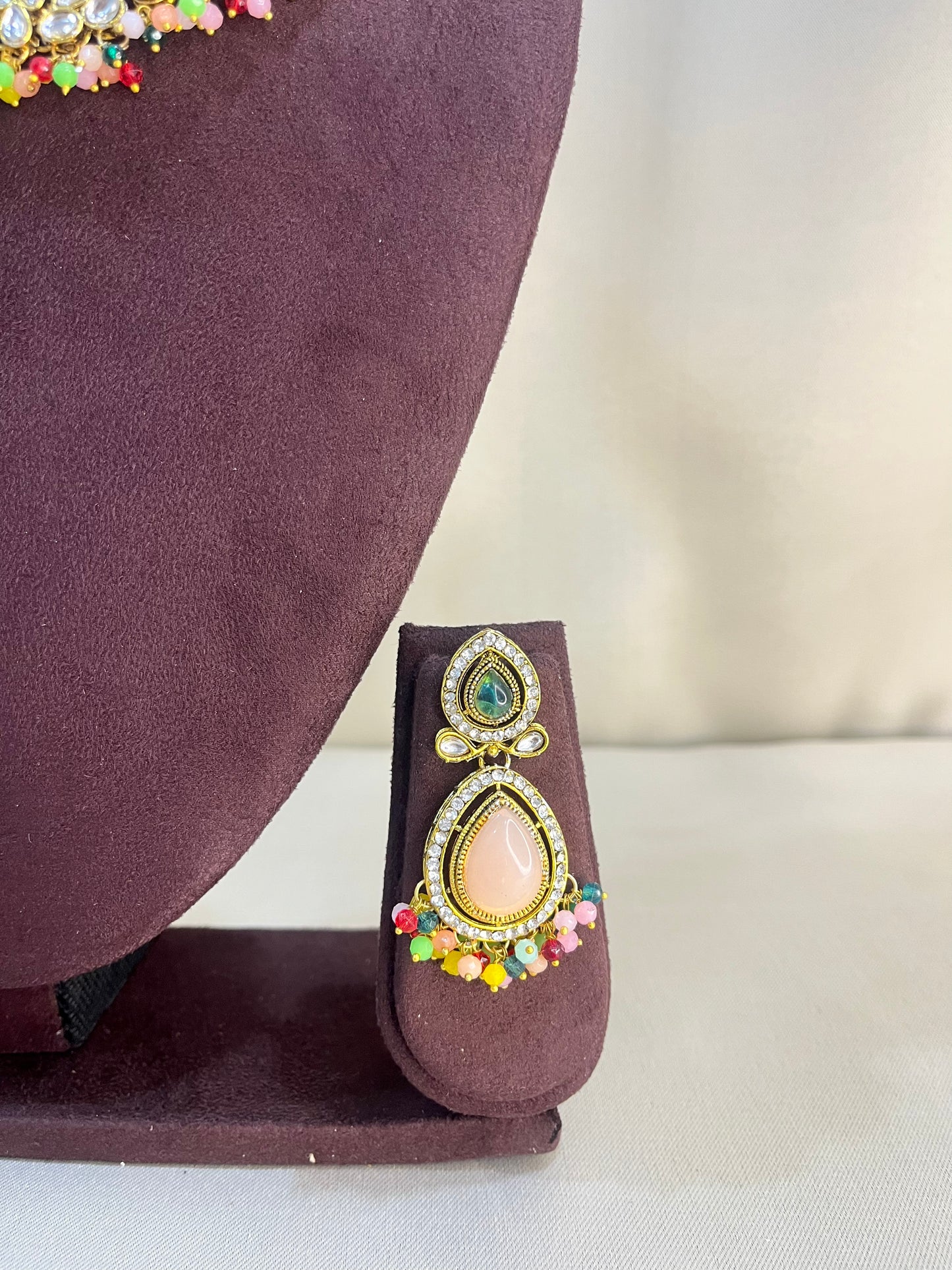 Kundan Full Necklace Set - Multi Color