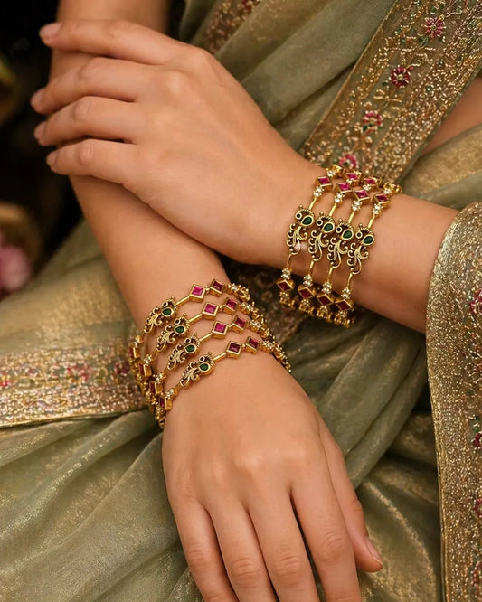 Kundan Set of 4 Bangles Set Online | Sonaaz