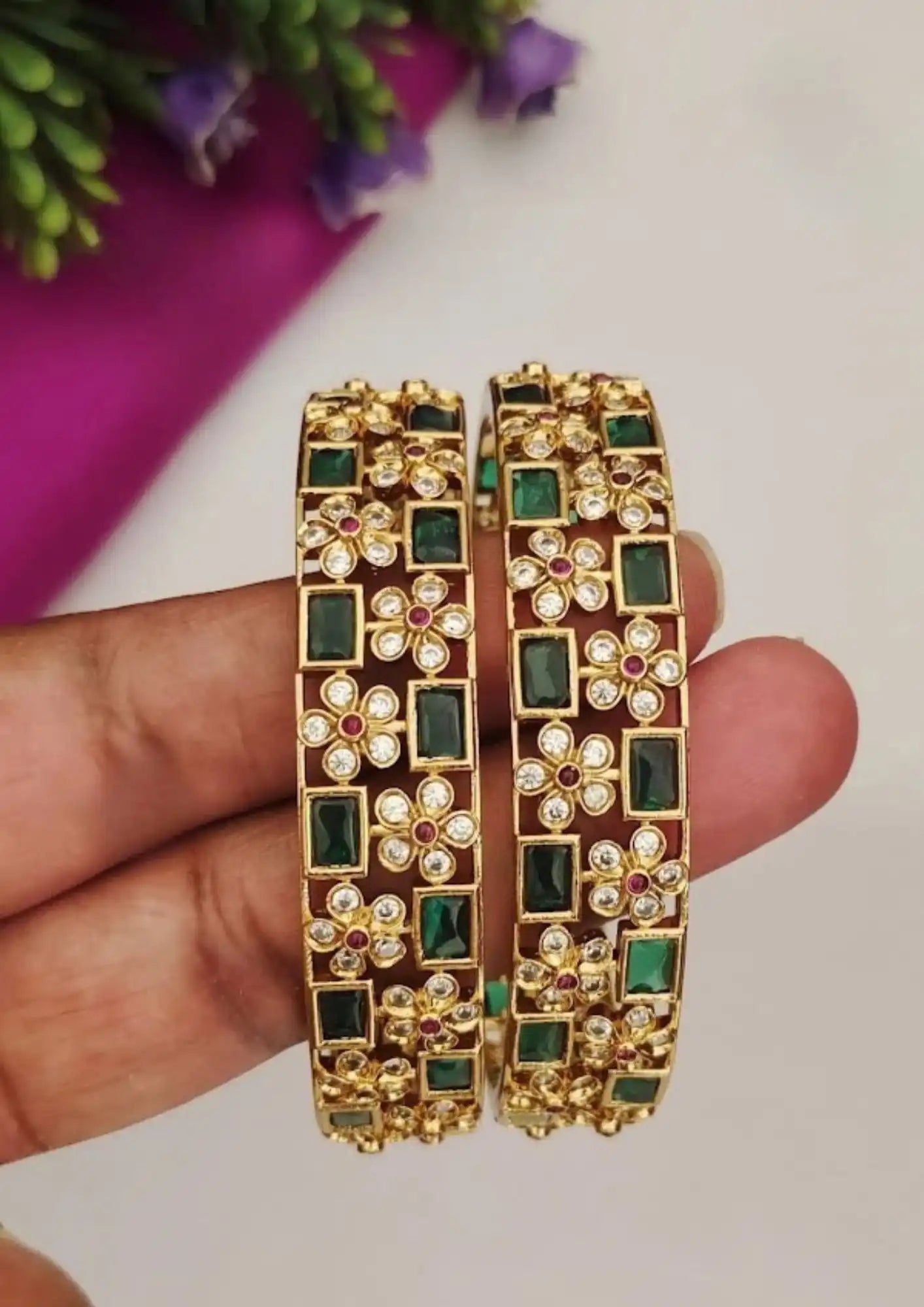 Kundan Bangles Imitation Jewellery Online | Sonaaz India