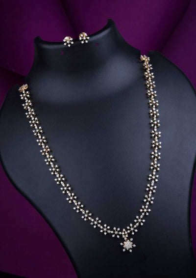 American diamond finish stone necklace with earrings