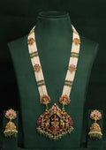 Jadau kundan and beads Laxmi devi pendent necklace with earrings