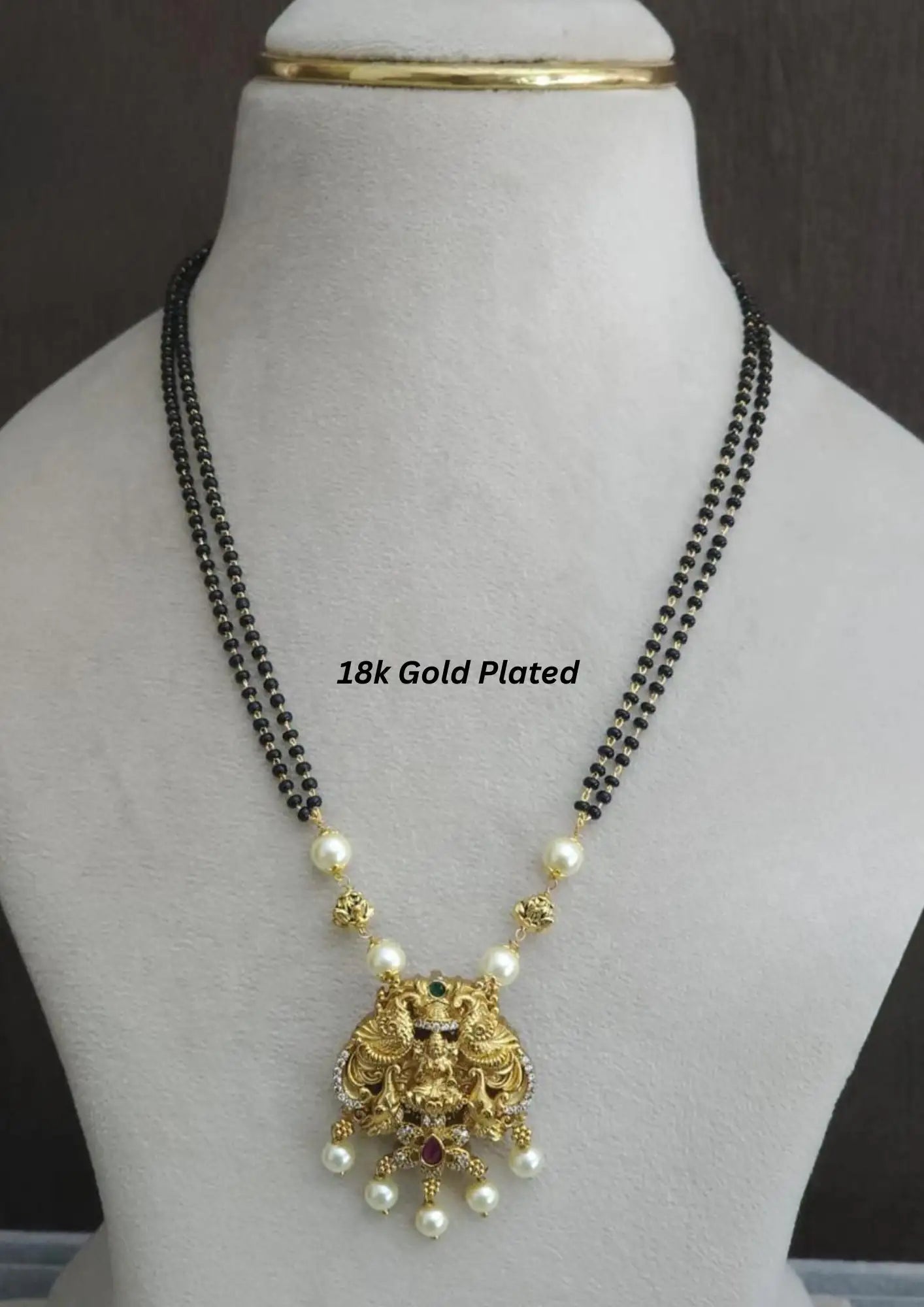 Kundan temple jewelry 18K gold plated mangalsutra