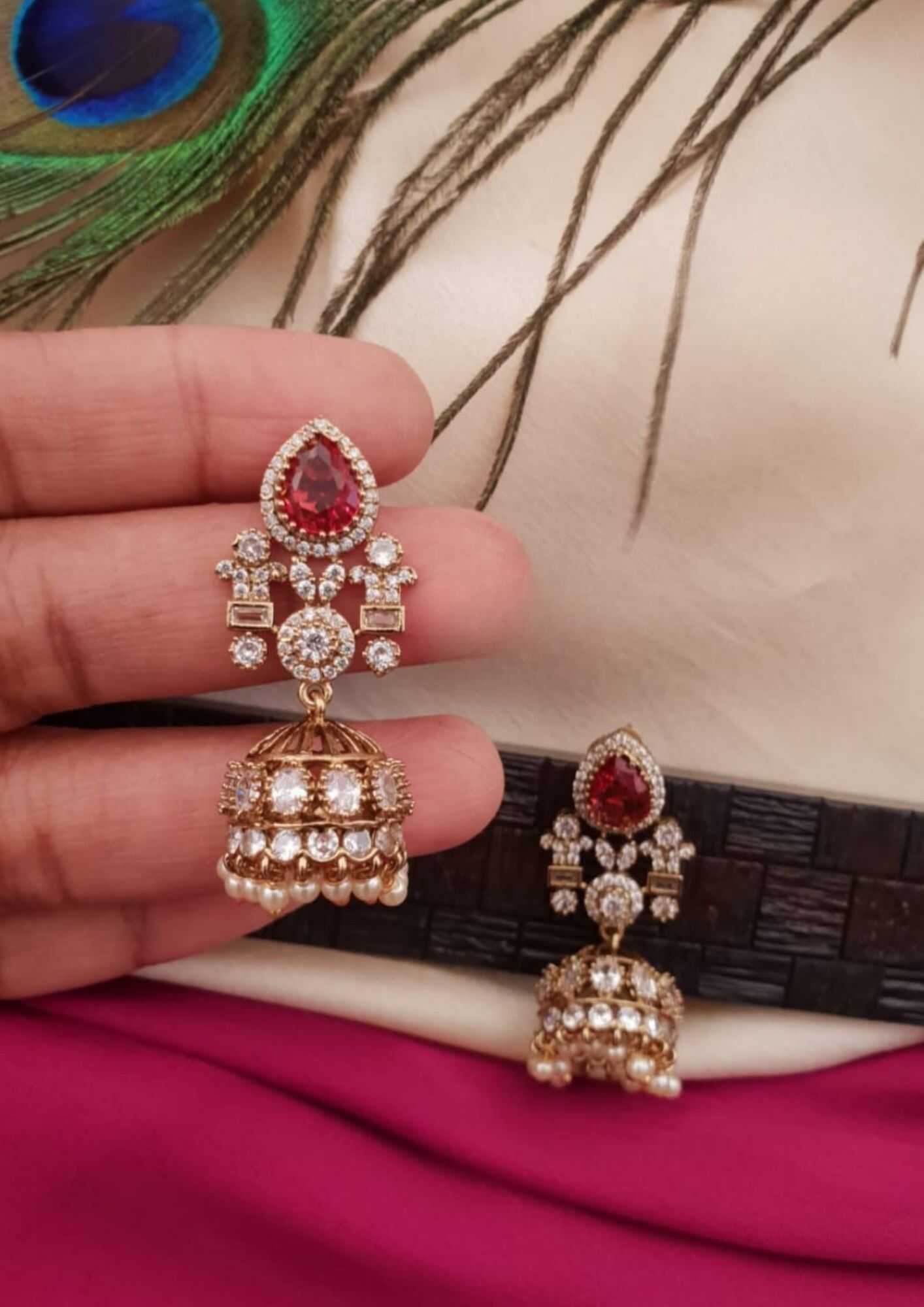 Kundan stones 18k gold platted earrings