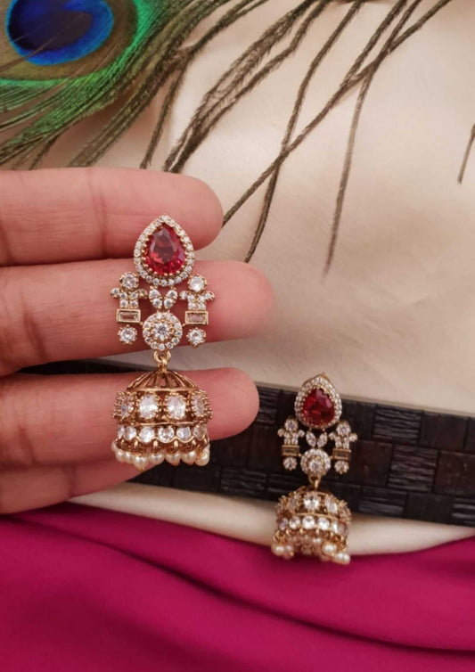 Kundan stones 18k gold platted earrings