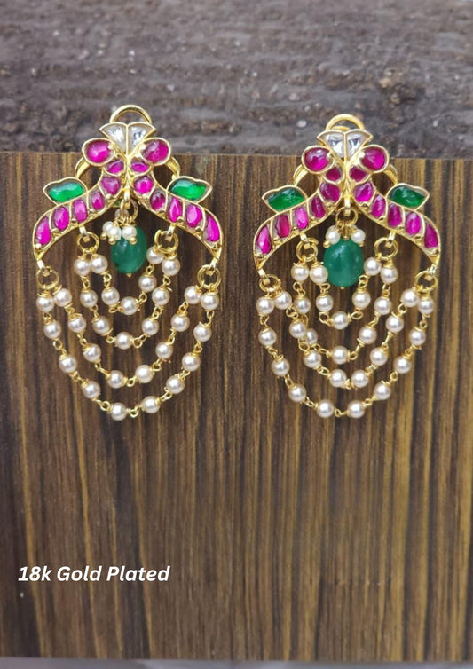 Jadau kundan 18K gold plated earrings