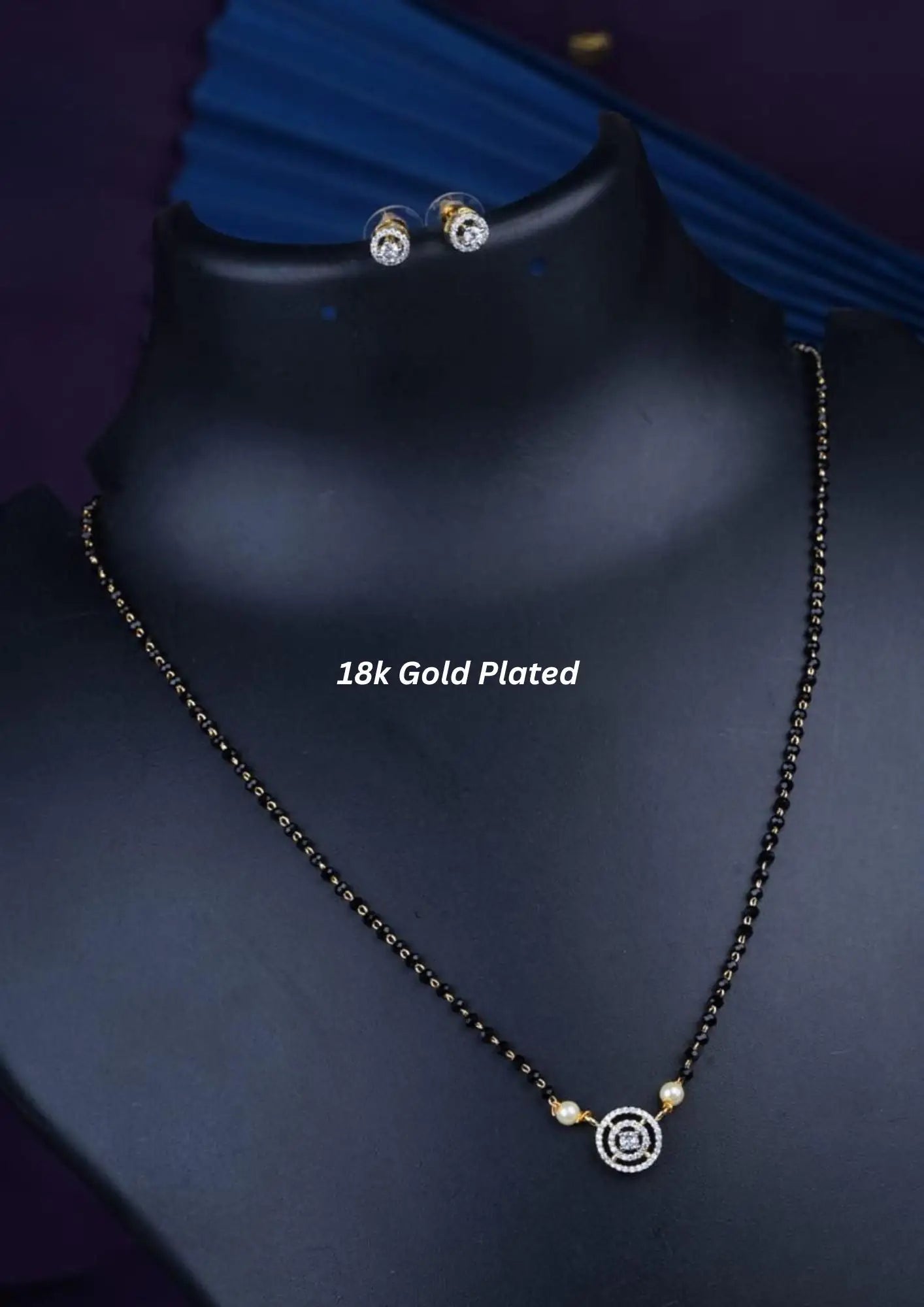 American diamond 18k gold plated mangalsutra with earrings