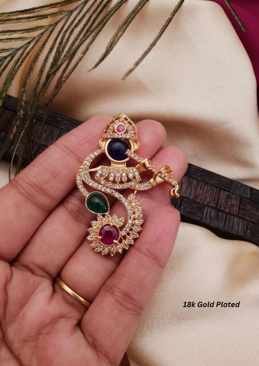 Lord krishna gold plated pendant