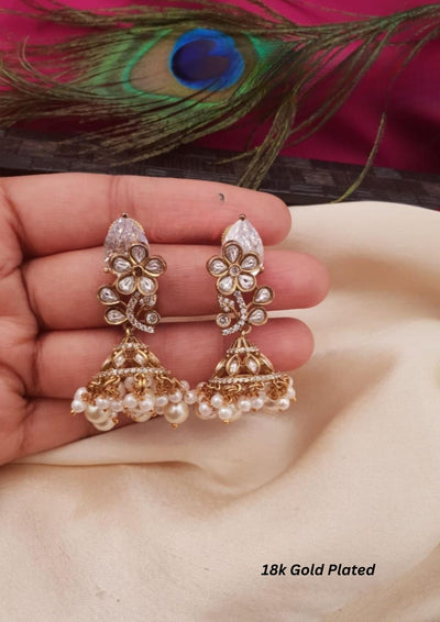 Kundan stone gold plated earrings