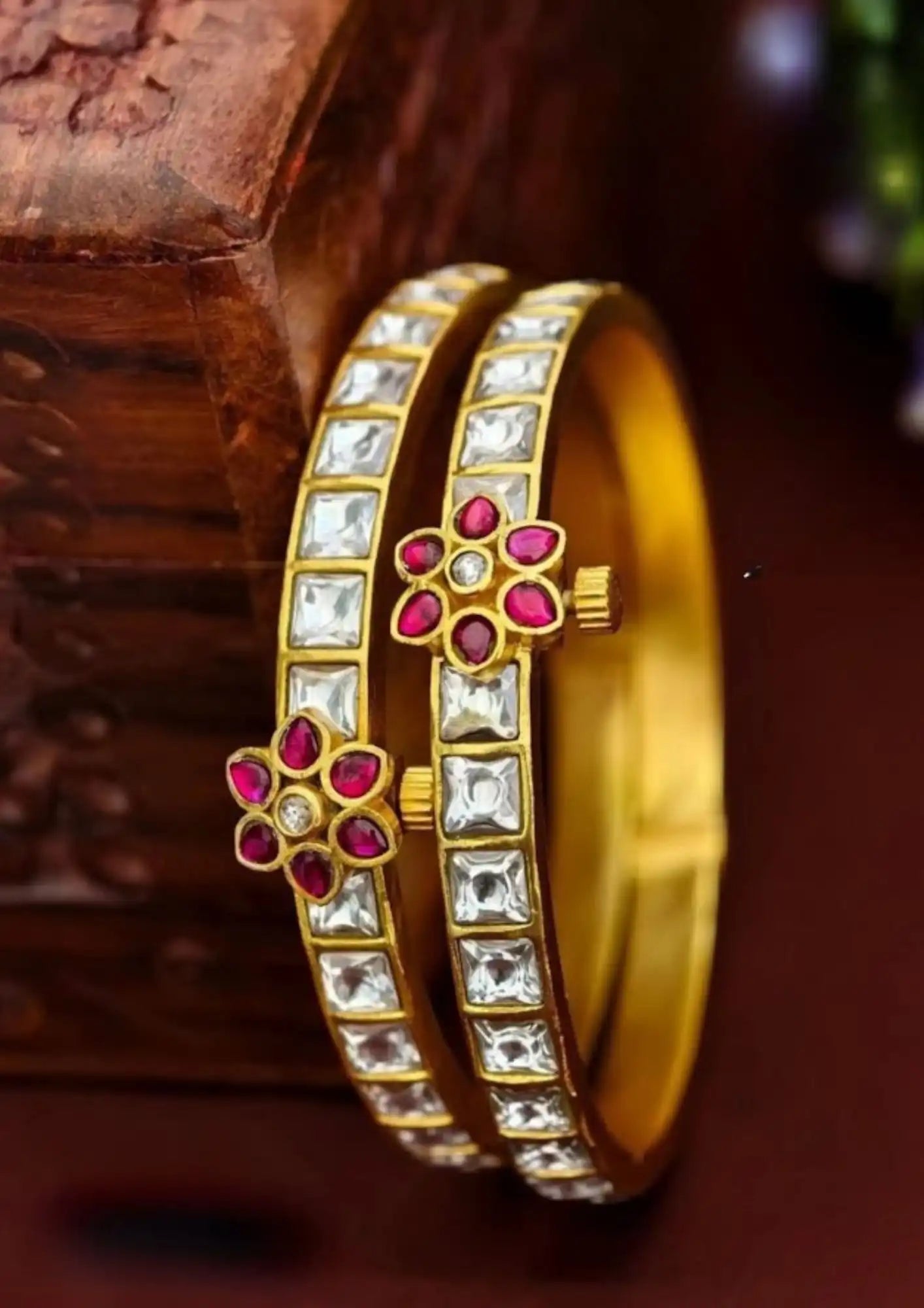Jadau Kundan Openable Bangles Imitation Jewellery Online | Sonaaz India