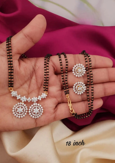 American diamond 18k gold platted mangalsutra with earrings