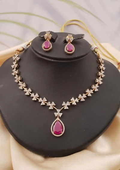 American diamond necklace with earrings