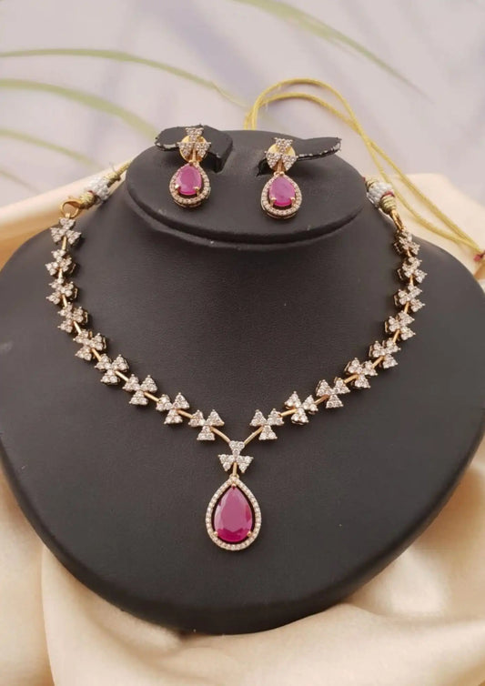 American diamond necklace with earrings