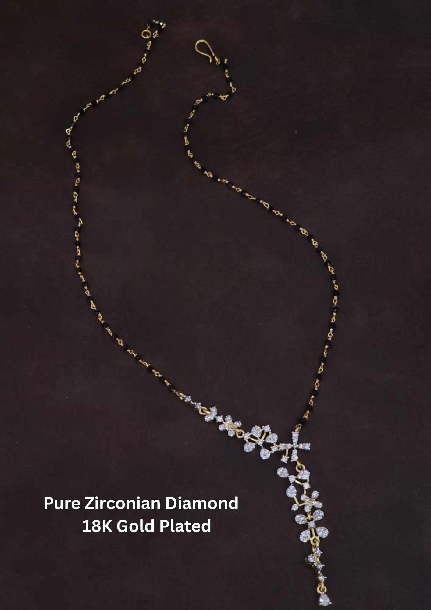 Pure Zirconian Diamond Gold Plated Floral Mangalsutra