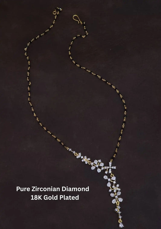 Pure Zirconian Diamond Gold Plated Floral Mangalsutra