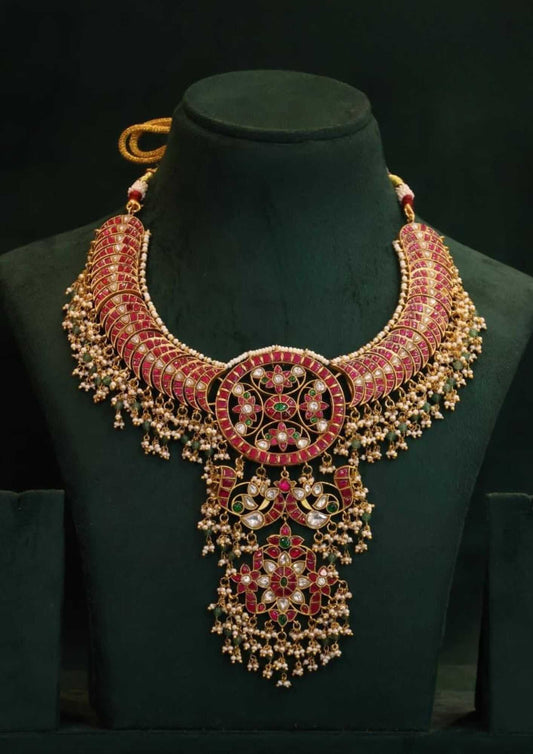 Jadau kundan bridal gold plated necklace