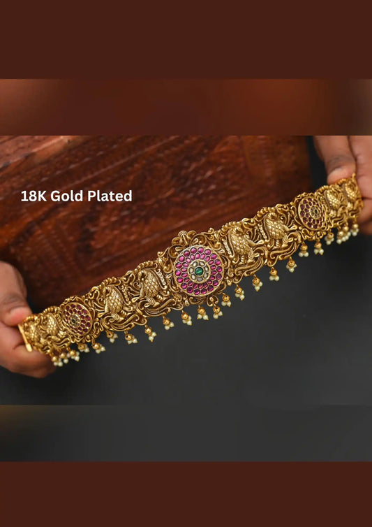 Jadau Kundan stone gold plated Adult hip-belt