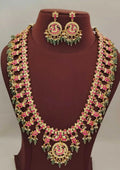 Jadau kundan bridal gold plated necklace with earrings