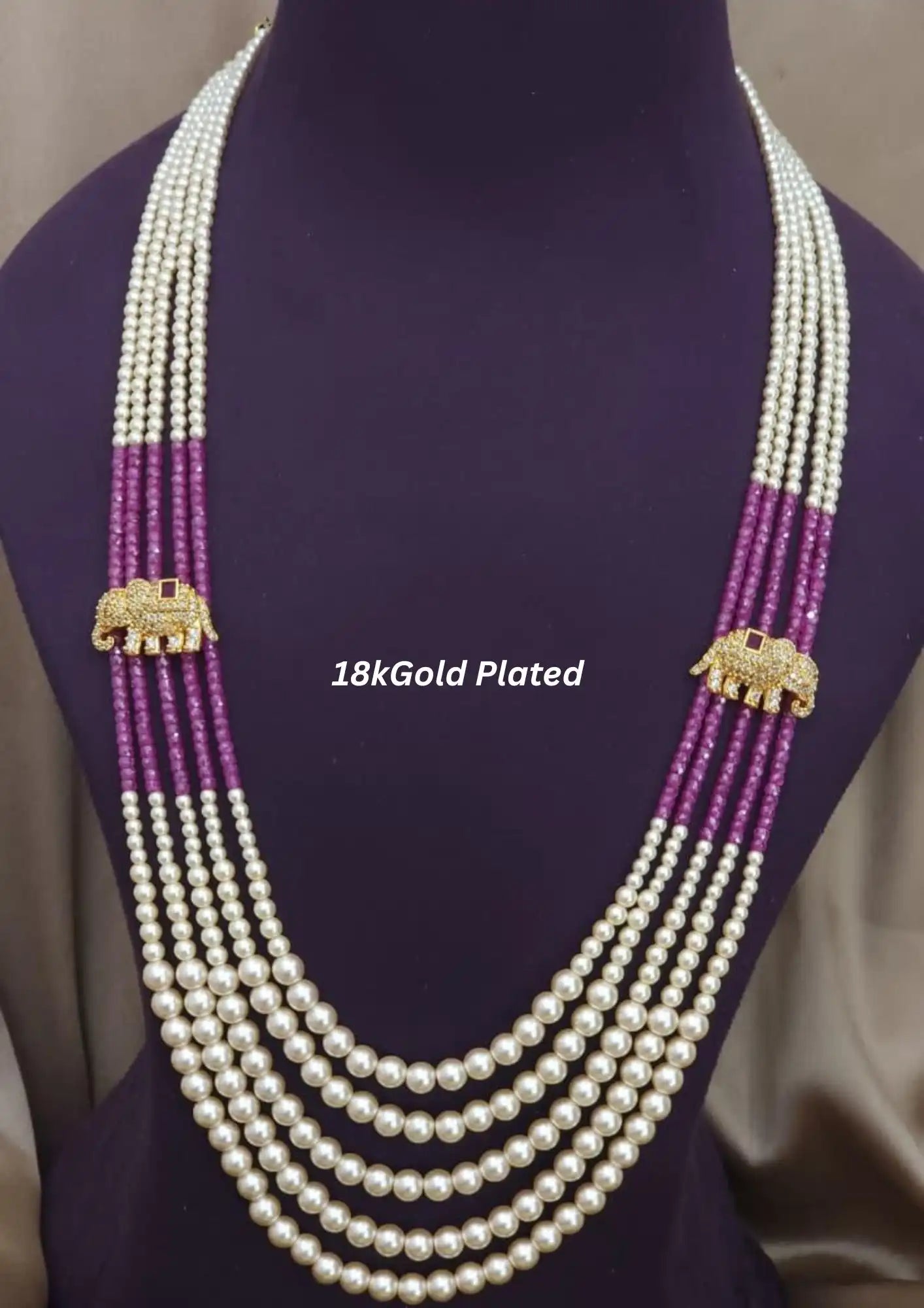 Pearl long beads multilayer necklace
