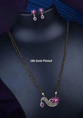 American diamond 18k gold plated mangalsutra with earrings