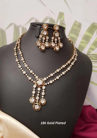 American Diamond Necklace Set Gold Plated | Sonaaz