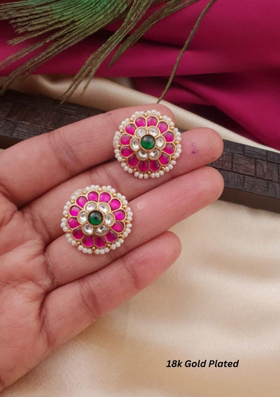 Jadau kundan gold plated earrings