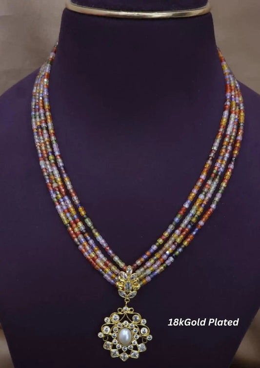 Kundan pearls 4 layers gold plated necklace