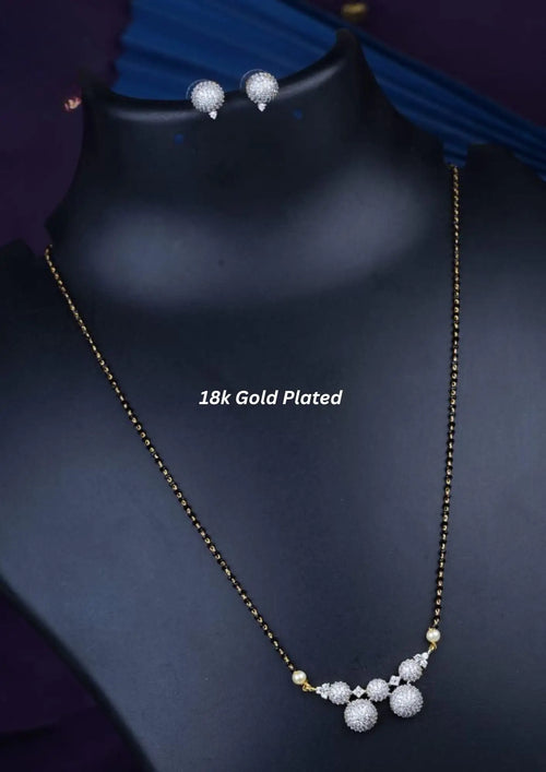 American diamond 18k gold plated mangalsutra with earrings