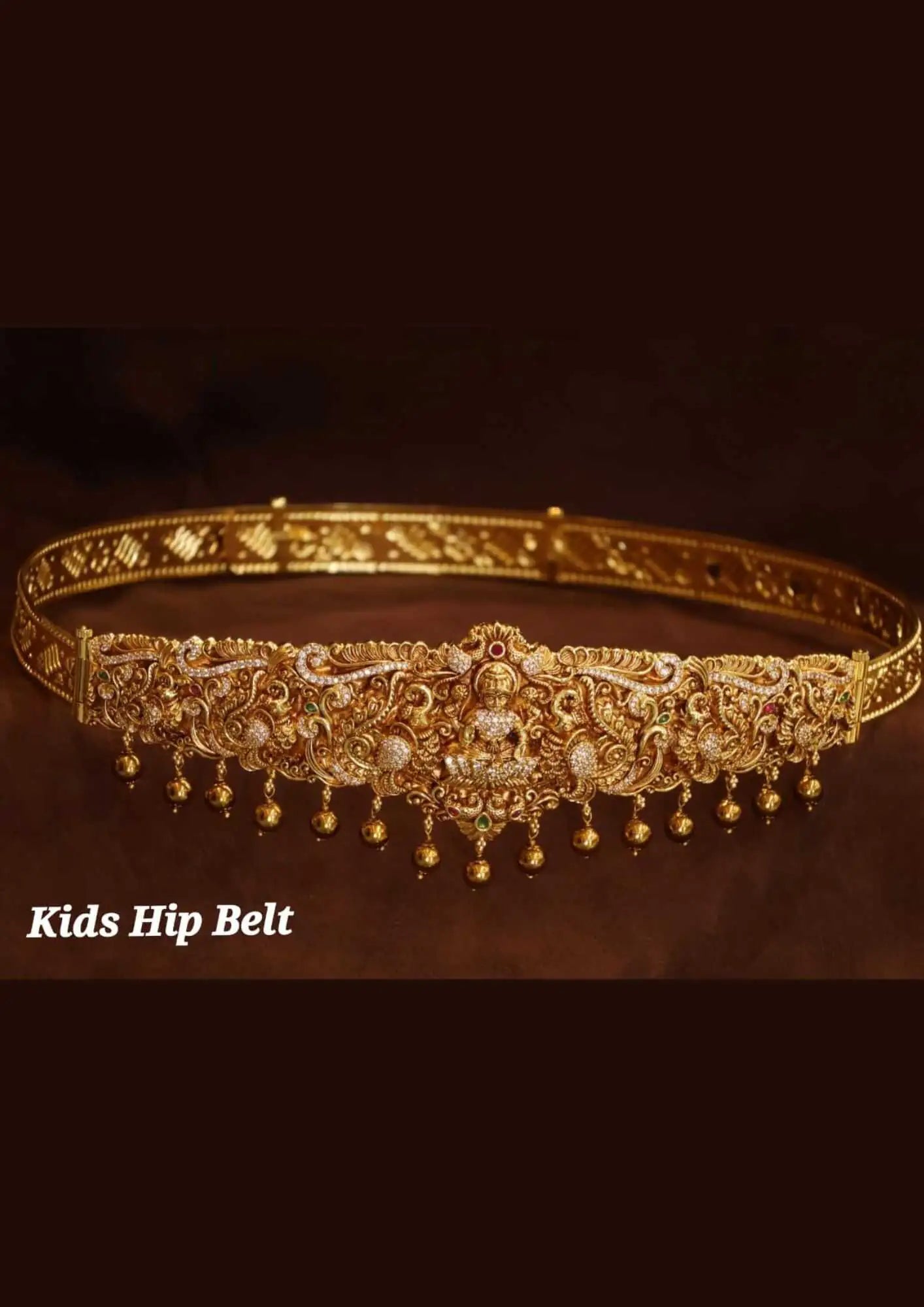 Kundan stone 18k gold platted Laxmi devi Kids size hipbelt