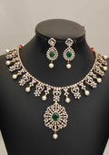 American diamond stones 18k gold platted necklace with earrings