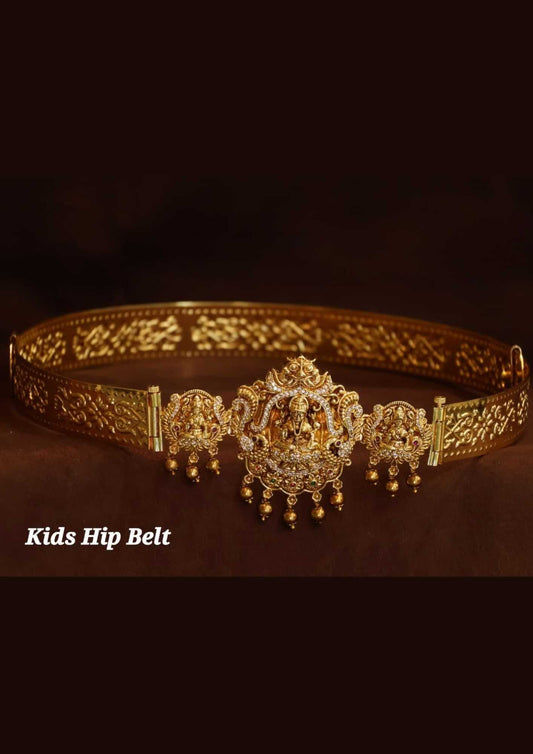 Kundan stone 18k gold platted Laxmi devi Kids size hipbelt