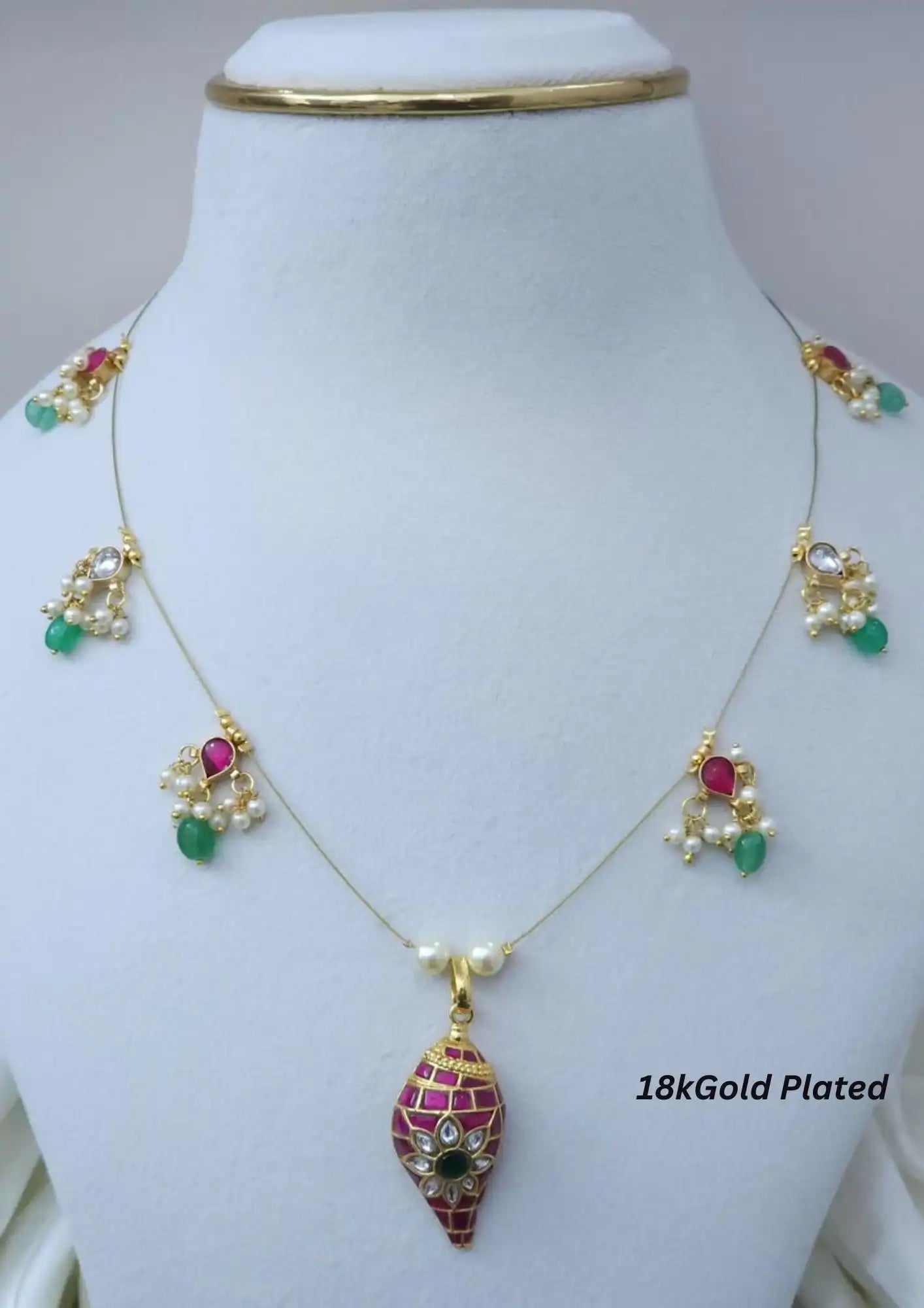 Jadau kundan invisible chain necklace