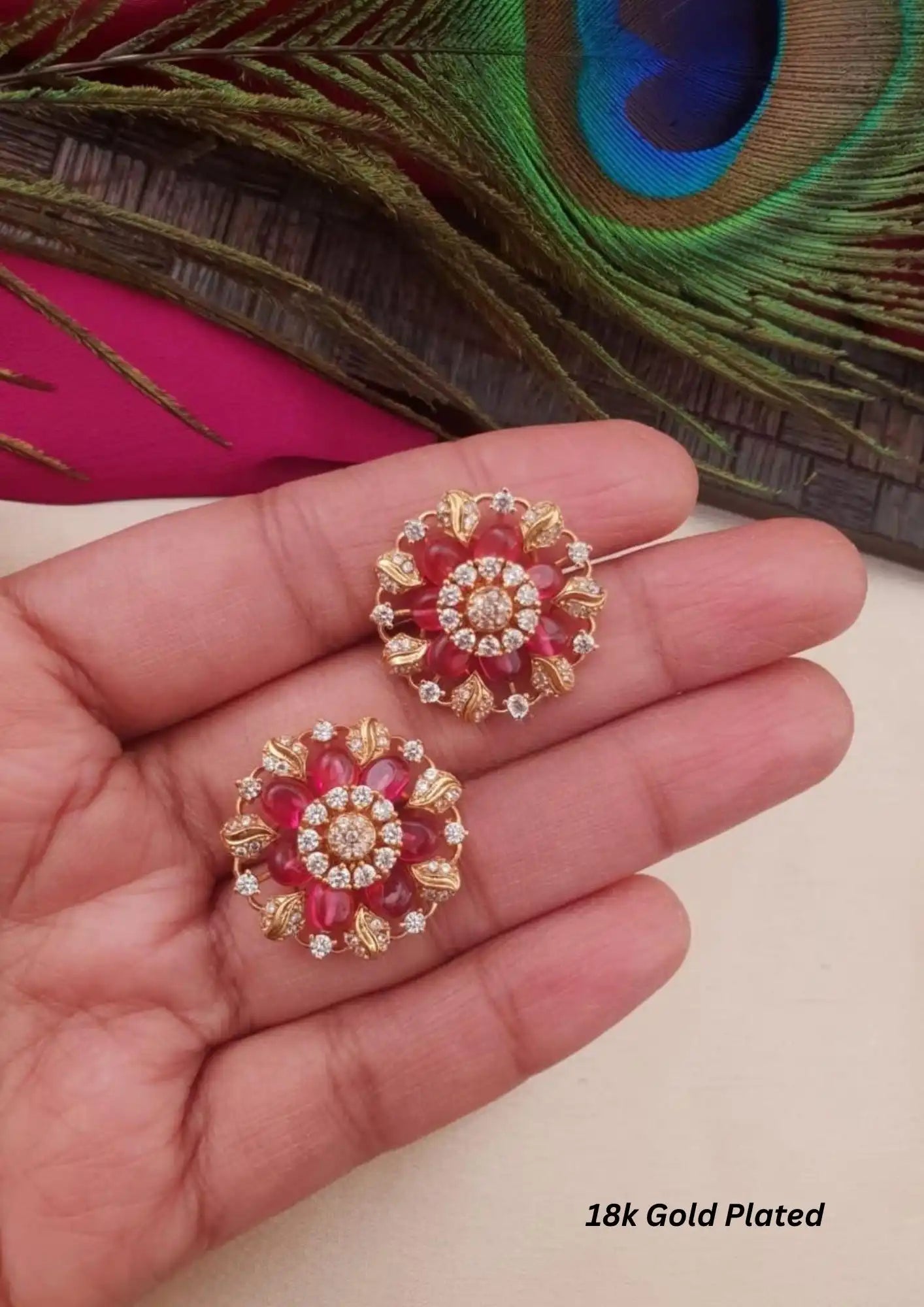 Kundan Stud Earrings Imitation Jewellery Online | Sonaaz India