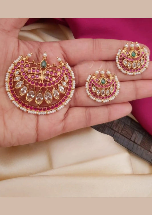 Kemp Stone Pendant Set South Indian Imitation Jewellery Online | Sonaaz Hyderabad